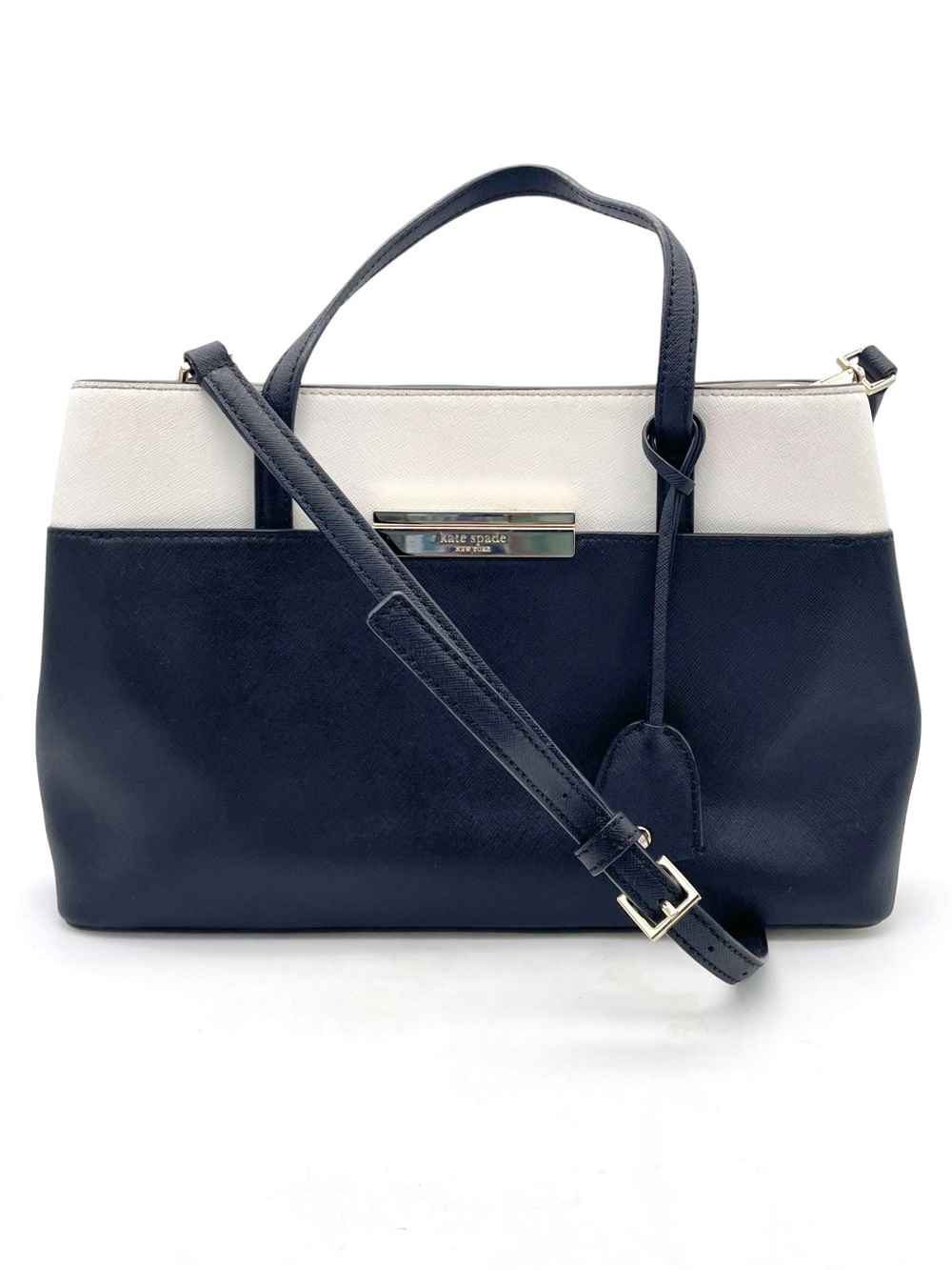 Kate Spade Maiden Way Clarke Satchel Crossbody Black White Saffiano Leather Bag - Picture 3 of 16